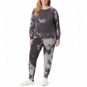 Jessica Simpson Black and Gray Tie-Dye Sweatsuit Set